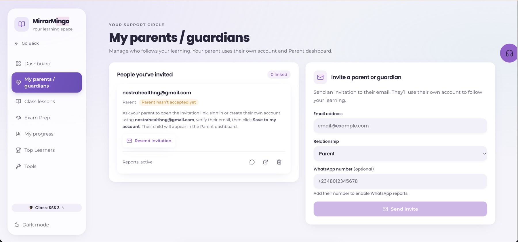 Parents and guardians can follow progress
