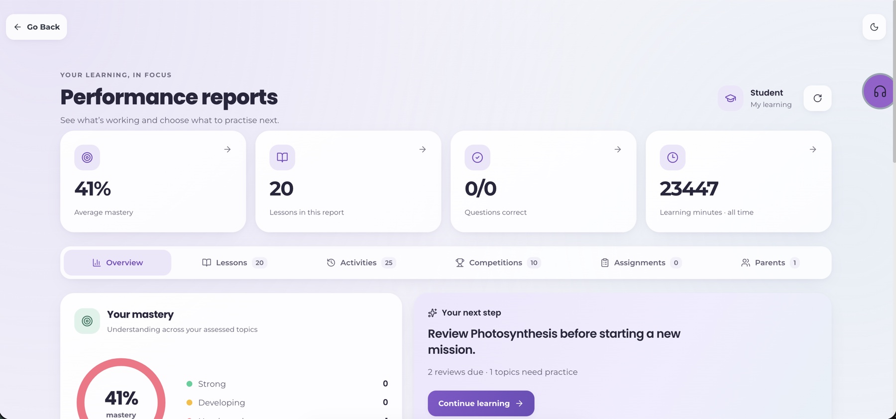 Progress reports show what to fix